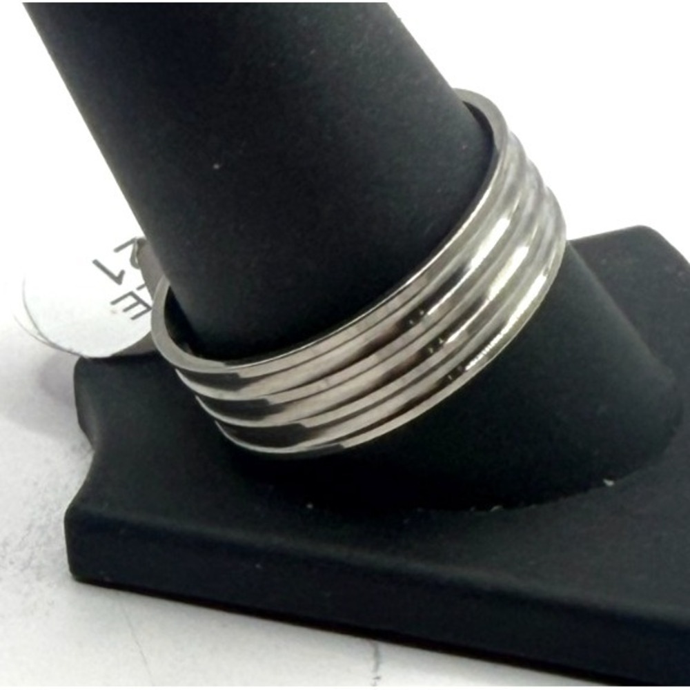Unisex Stainless Steel Layered Band Ring Size 11.5 Modern‎ Silver Stack Ring New